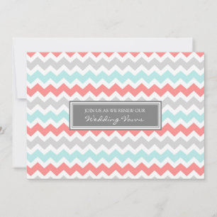Coral Aqua Zickzack Wedding Vow Erneuerbare Einlad Einladung