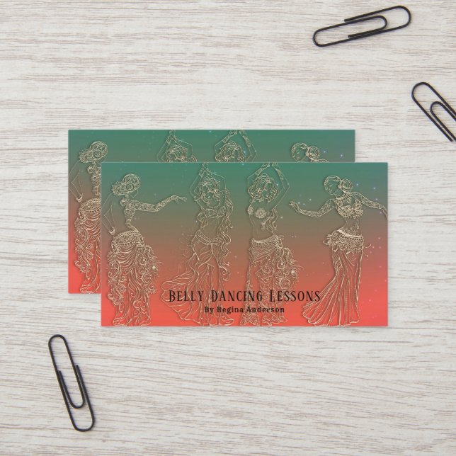 Coral Aquamarin Bly Dancing Lessings Tanz Visitenkarte (Vorderseite/Rückseite Beispiel)