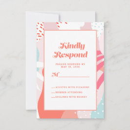 Coral Aquamarin Geometric Artistic | Modernes Abst RSVP Karte