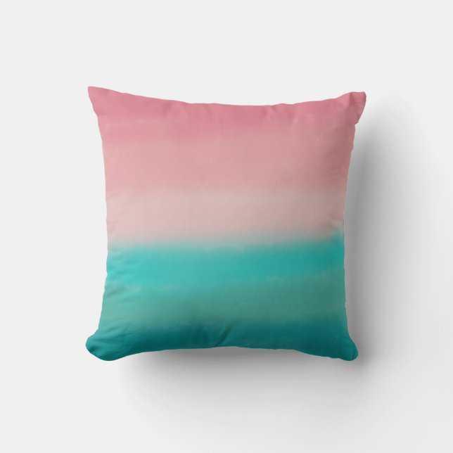 Coral Aquamarin Watercolor Kissen (Vorderseite)