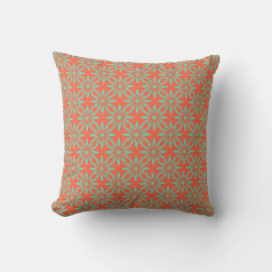 Coral Aquamarine Blume Nahtloses Muster Kissen