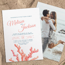 Coral Aquarell Art Malerei Hochzeit Foto Einladung