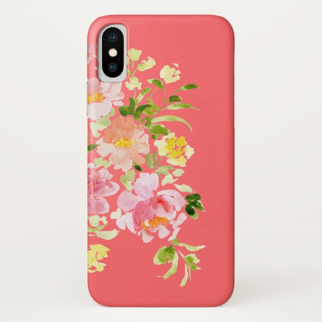 Coral Aquarell Blumengarten iPhone Gehäuse Case-Mate iPhone Hülle (Rückseite)