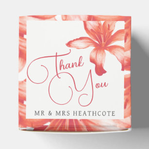 Coral Aquarell Lilienorange Hochzeit danke Geschenkschachtel