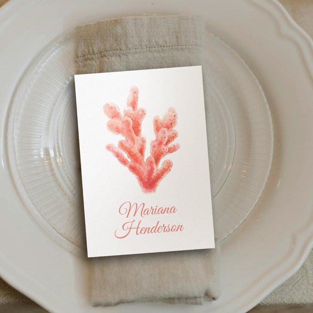 Coral aquarelle mariage un côté art carte invité (Créateur téléchargé)