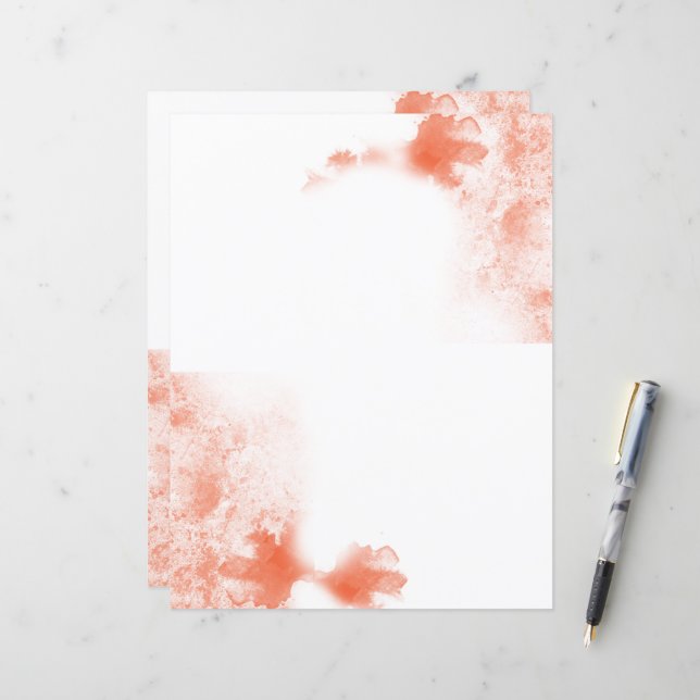 Coral Aquarelle papier à papier ordinaire (Devant/Arrière en situation)
