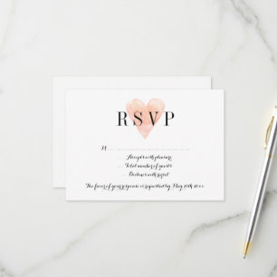 Coral Aquarellherz UAWG Hochzeitskarten RSVP Karte