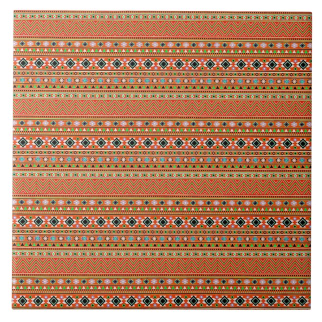 Coral Aztec Style Südwest Muster Fliese (Vorderseite)