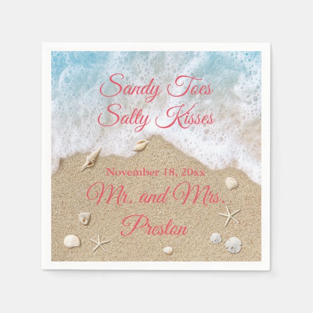 Coral Beach Waves Sandy Toes Serviette (Vorderseite)