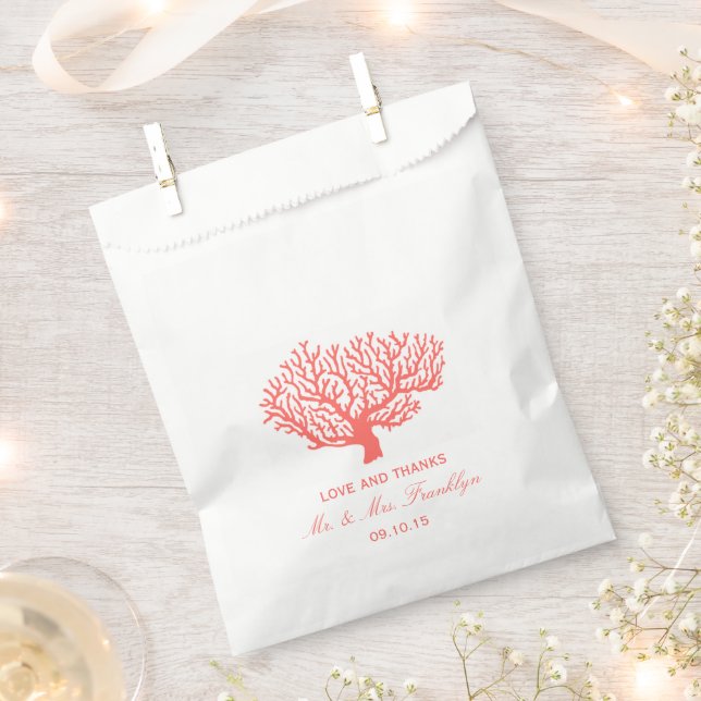 Coral Beach Wedding Favor Bag Geschenktütchen (Ausgeschnitten)