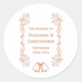 Coral Bells Scrollwork Wedding Design Runder Aufkleber
