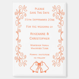 Coral Bells Scrollwork Wedding Save the Date Magnet