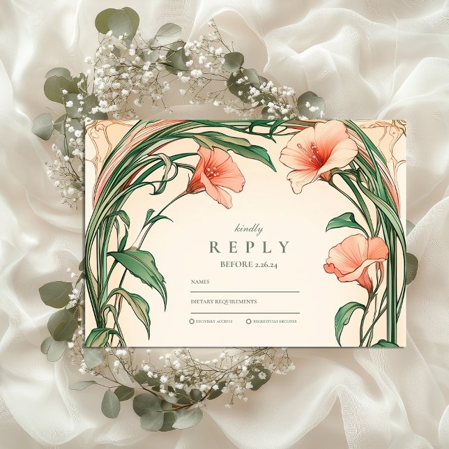 Coral Bloom Hochzeit RSVP Karte (Von Creator hochgeladen)