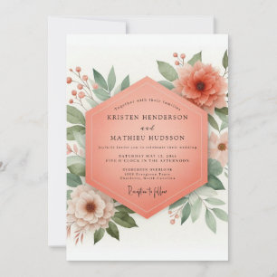 Coral Bloom Whimsy Hochzeit Einladung