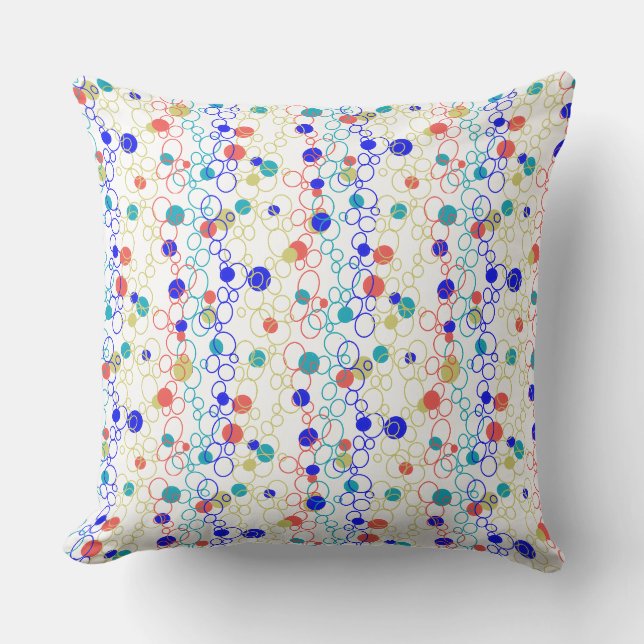 Coral Blue Aqua Lime Green Circles Punkte Kissen (Vorderseite)