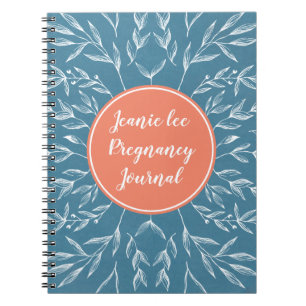 Coral & Blue Custom Pregnancy Journal Notizblock
