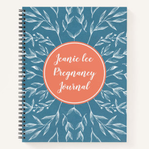 Coral & Blue Custom Pregnancy Journal Notizbuch