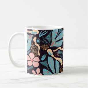 Coral Blue Floral Dark Print Kaffeetasse