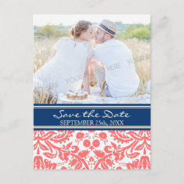 Coral Blue Foto Save the Date Hochzeitskarten Ankündigungspostkarte