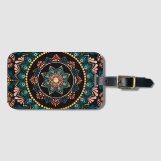Coral Blue Mandala, Sacred Geometry Boho Ethnic Gepäckanhänger