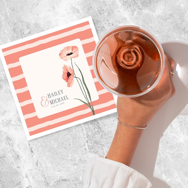 Coral Blume Poppies Serviette (Von Creator hochgeladen)