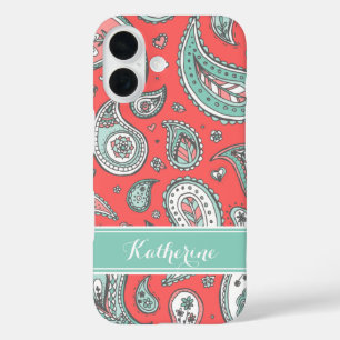Coral Bohemisch Paisley Custom Monogram title_seo2
