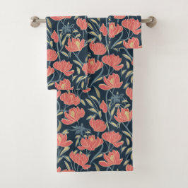 Coral Breeze Floral Badhandtuch Set