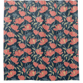 Coral Breeze Floral Duschvorhang