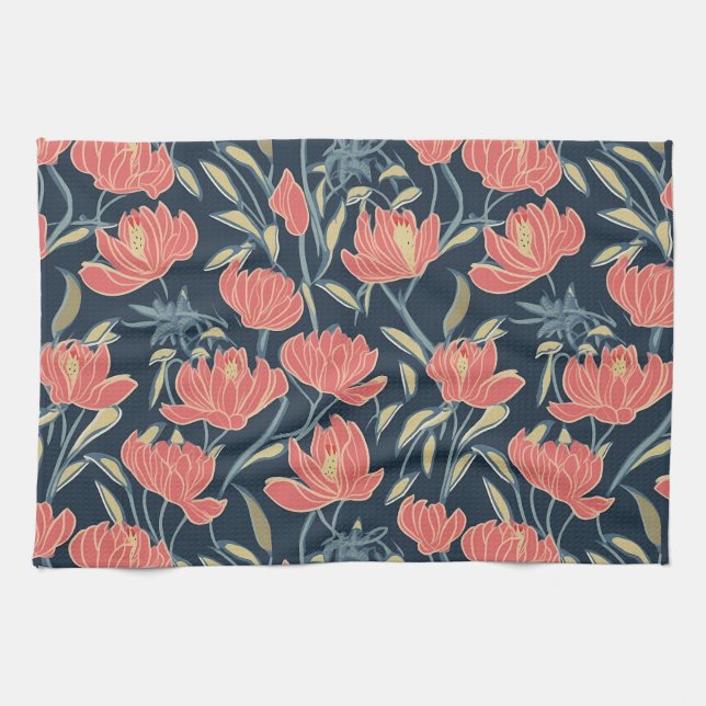 Coral Breeze Floral Geschirrtuch (Horizontal)