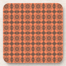 Coral Brown Checker Argyle Pattern Getränkeuntersetzer