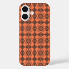 Coral Brown Checker Argyle Pattern iPhone 16 Hülle