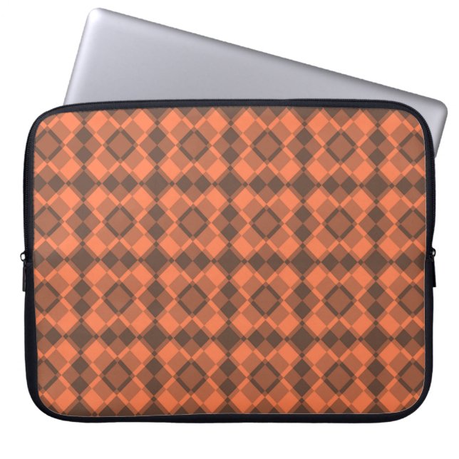 Coral Brown Checker Argyle Pattern Laptopschutzhülle (Vorderseite)