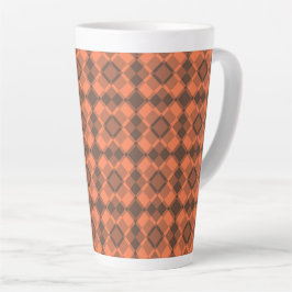 Coral Brown Checker Argyle Pattern Milchtasse