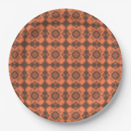 Coral Brown Checker Argyle Pattern Pappteller