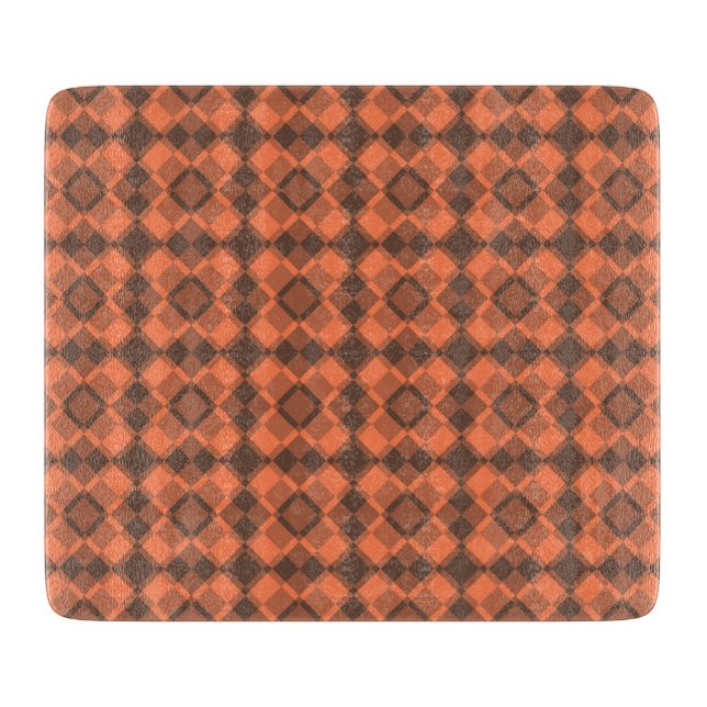 Coral Brown Checker Argyle Pattern Schneidebrett (Vorderseite)