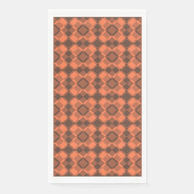 Coral Brown Checker Argyle Pattern Serviette (Vorderseite)