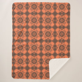 Coral Brown Checker Argyle Pattern Sherpadecke