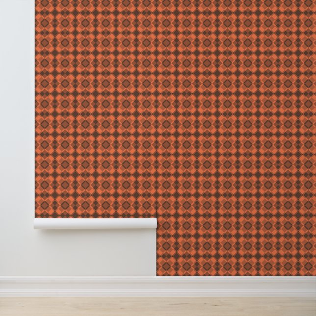 Coral Brown Checker Argyle Pattern Tapete (Anwendung)
