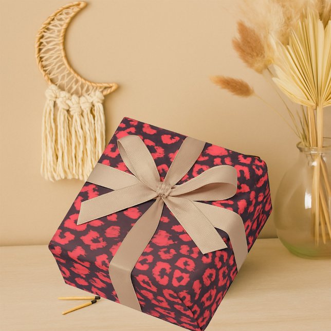 Coral Brown Leopard Print Geschenkpapier (Wrapping Paper)