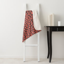 Coral Brown Leopard Print Sherpadecke