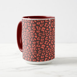 Coral Brown Leopard Print Tasse