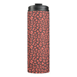 Coral Brown Leopard Print Thermosbecher