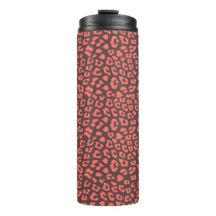Coral Brown Leopard Print Thermosbecher