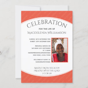 Coral CELEBRATION OF LIFE Foto Memorial Beerdigung Einladung