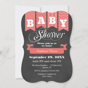 Coral Chalkboard Flag Baby Dusche einladen Einladung