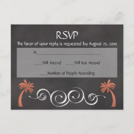Coral Chalkboard Script Beach Wedding UAWG Antwort Einladungspostkarte