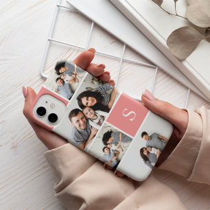 Coral Colorblock FotoCollage & Monogram Case-Mate iPhone 14 Hülle