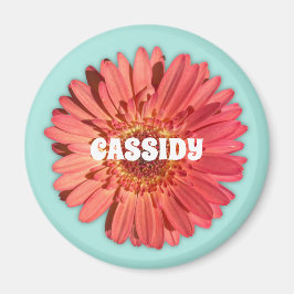Coral Colored Gerbera Daisy Foto Mint Green Magnet