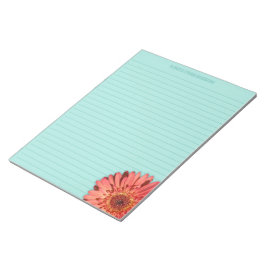 Coral Colored Gerbera Daisy Foto Mint Green Notizblock