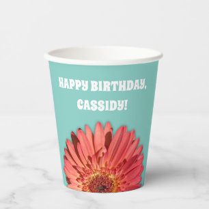 Coral Colored Gerbera Daisy Foto Mint Green Pappbecher